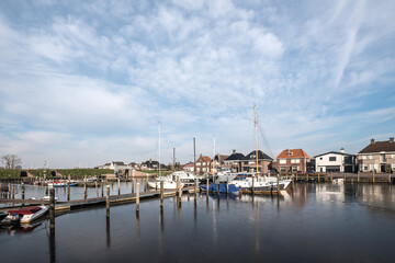 Fototapeta na wymiar Buitenhaven in Genemuiden, Overijssel Province, The Netherlands
