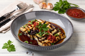 Grilled eggplant and sauce