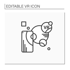 Augmented reality line icon. Objects residing in the real world are enhanced by computer-generated perceptual information. Modern technology concept.Isolated vector illustration.Editable stroke