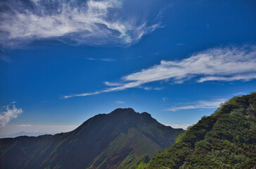 Fototapeta premium Mt.Yatsugatake trekking in mid summer, 真夏の八ヶ岳縦走登山