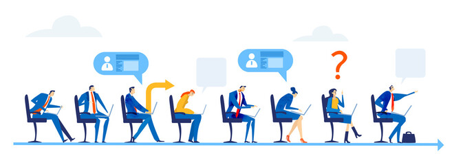 Business people working with laptops, team, group of people working together.