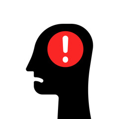 unhappy or anxiety icon with abstract black head