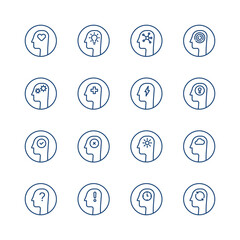 minimal set of thin line heads like mind process