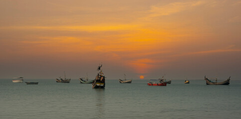 Beautiful sunset in sea