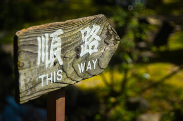 Road Sign in both English and Japanese
