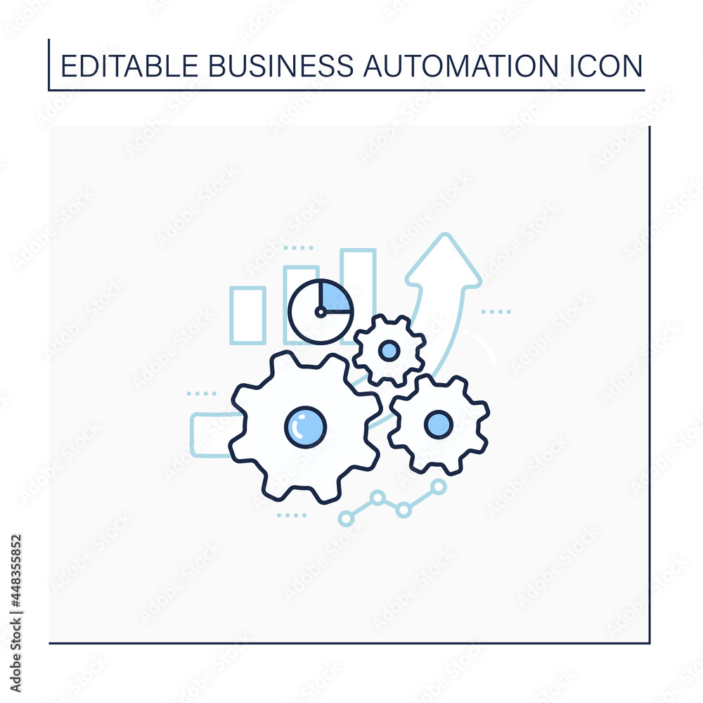 Poster increased efficiency line icon. doing tasks successfully, without wasting time. improve its competit