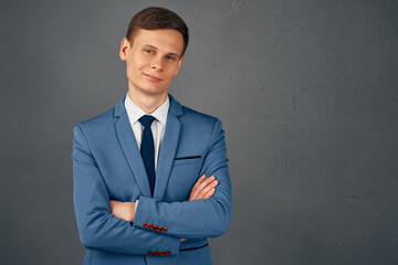 business man in suit self confidence posing isolated background