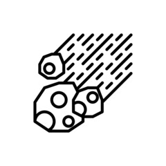 Meteorite, fireball, meteor, asteroid thin line icon. Natural disaster, catastrophe, apocalypse. Vector illustration.