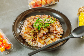 Korean style beef brisket rice 'chadolbag-i deopbab'