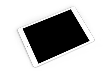 Modern tablet with blank black screen, mockup scene isolated on a white background, copy space photo