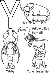 Y animals names, Alphabet coloring for kids, Alphabet animals coloring page, ABC coloring, Preschool education