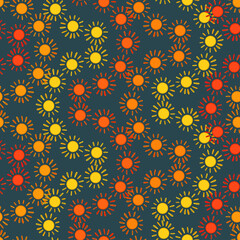 Vector seamless pattern colorful lined design of abstract lined sun