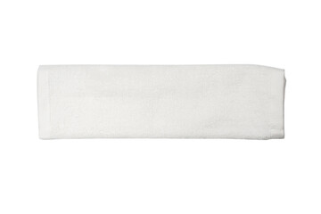 White fluffy cotton towel isolated on a white background.