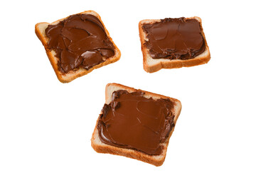 Сhocolate paste sandwich isolated on white background.