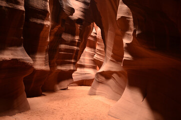 Beautiful Walls of a Narrow Red Rock Slot Canyon