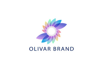 Letter O creative 3d colorful ornamental abstract flower logo