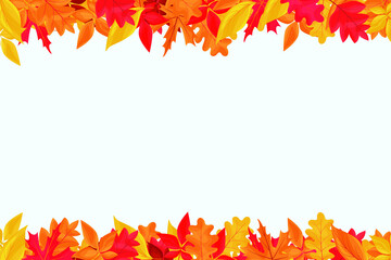 Autumn background frame with colored falling leaves. Vector illustration