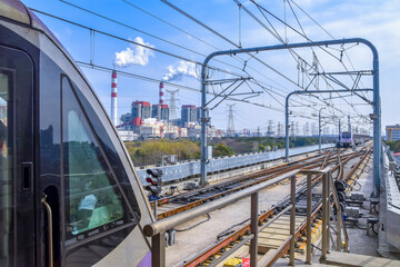 Fototapeta premium Shanghai Metro Line 10 Trains