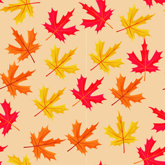 Vector seamless pattern of falling leaves. Background for textile or book covers, wallpapers, design, graphic art, printing, hobby, invitation.
