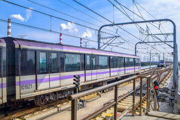 Fototapeta premium Shanghai Metro Line 10 Trains