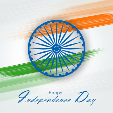 Indian Independence Day concept background with Ashoka wheel. Happy Independence Day celebration.