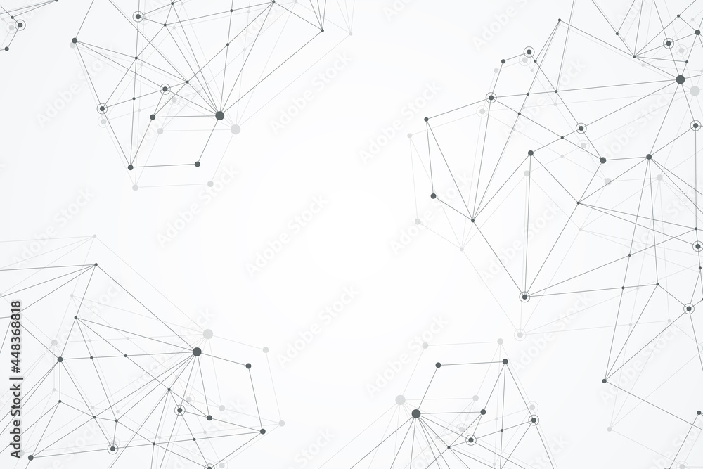 Aufkleber Geometric connected background lines and dots. Simple technology abstract graphic background design, illustration.