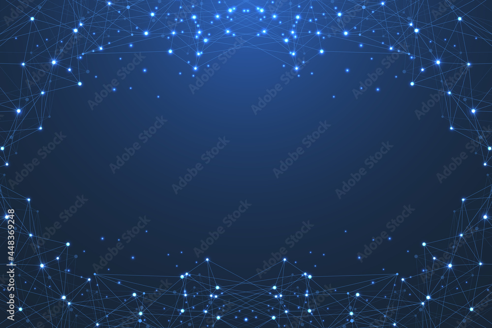 Aufkleber Big data visualization. Social network or business analytics representation. Abstract graphics. Futuristic infographic illustration.