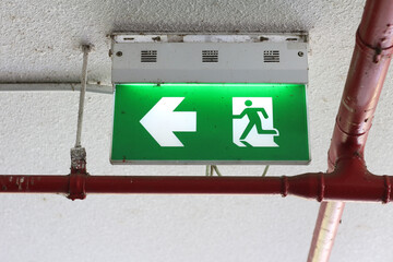 emergency exit sign in the building.