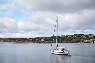 Sail boat in Brønnøysund harbor,Helgeland,Nordland county,scandinavia,Europe