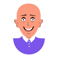 bald man. without hair. bust vector color icon isolated