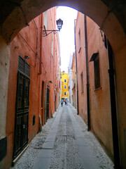 Fototapeta premium View of buildings and streets of Sassari in summer 2021, Sardinia, Italy, Europe