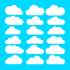 Cloud. White cloud on blue background. Vector illustration