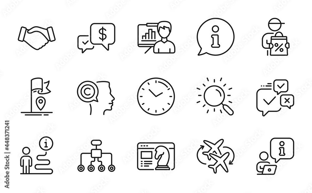 Wall mural business icons set. included icon as restructuring, delivery discount, connecting flight signs. pres