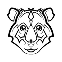 Black and white line art of hamster head. Good use for symbol, mascot, icon, avatar, tattoo,T-Shirt design, logo or any design.