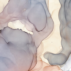 Clouds Macro. Ink Digital Abstract Wall. Mix Foil