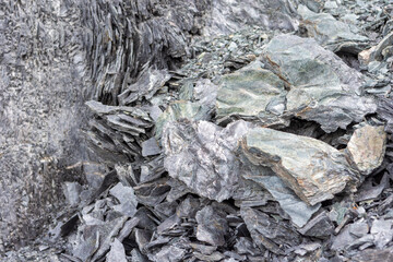 huge pile with boulders near the mountain