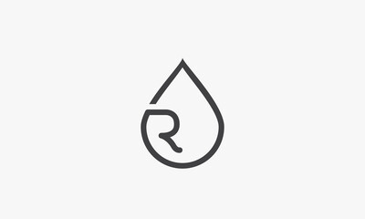 R letter logo water drop concept isolated on white background.