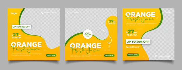 Fresh drink menu promotion social media banner template	