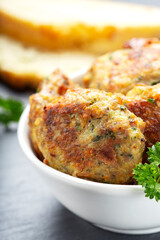 Romanian meatballs called chiftele or parjoale