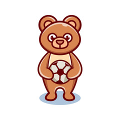 cute bear cartoon animal holding a ball
