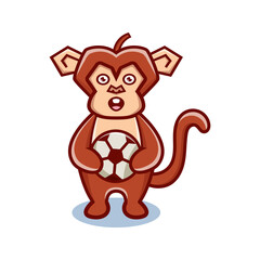 cute monkey cartoon animal holding a ball