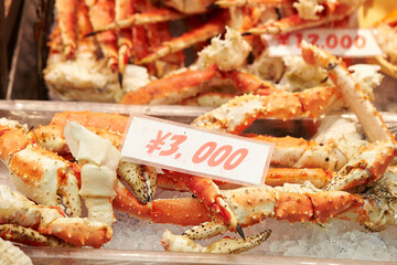 Snow crabs displayed in a traditional market 