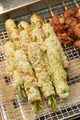 Tempura displayed in a traditional market