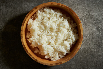 Ripe rice in bamboo barrels