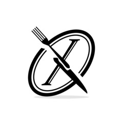 black X logo formed from knife and fork