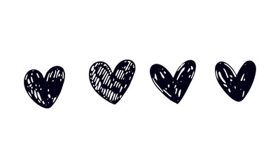 Hand drawn hearts. Love handmade illustration