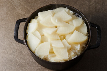 Ripe radish on delicious rice