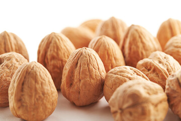 walnuts on a white background