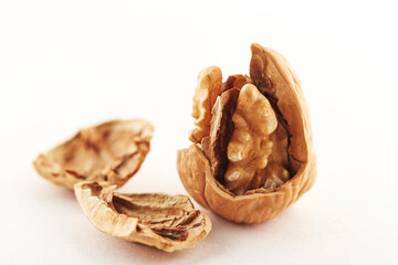 walnuts on white background
