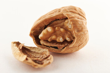walnuts on white background